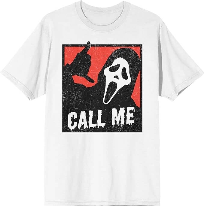 Ghost-themed shirt with the text 'Call Me'