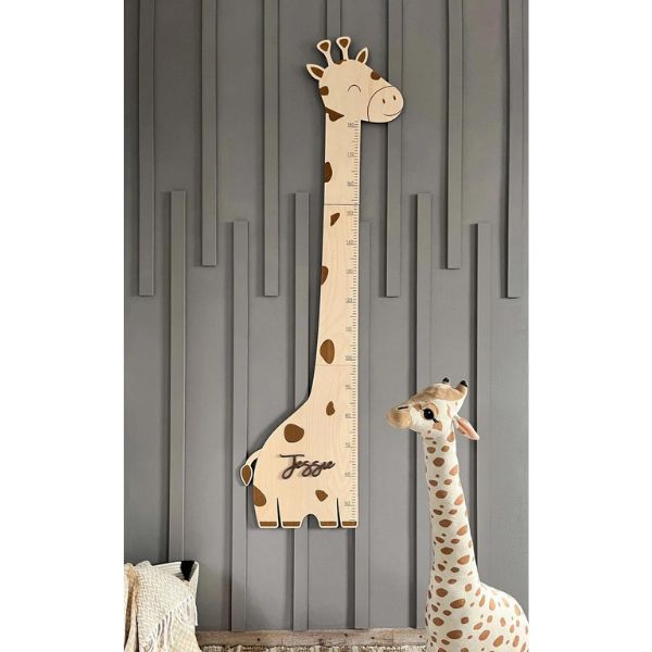Giraffe Growth Chart Wooden Nursery Decor makes measuring fun on Baby Day.