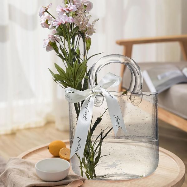 Glass Bag Vase is a unique and artistic home decor gift for sister in law.