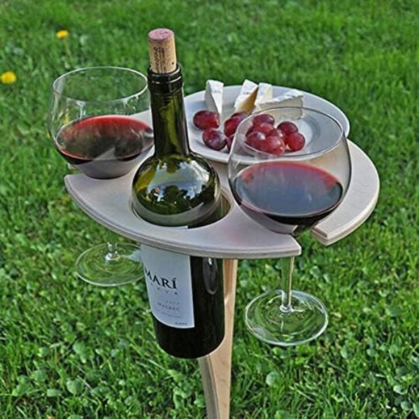 Elevate outdoor wine experiences with our Glass-Holding Collapsible Wine Table