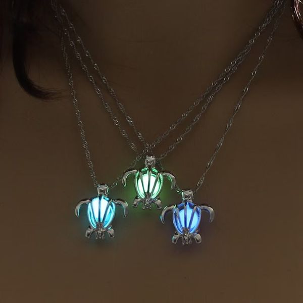 Light up your look with this enchanting Glowing Silver Plated Sea Turtle Necklace.