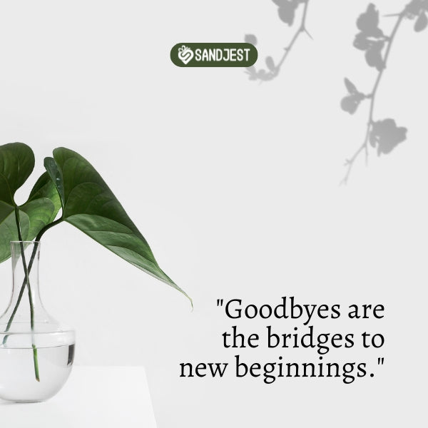 Peaceful plant scene with inspiring goodbye quotes.