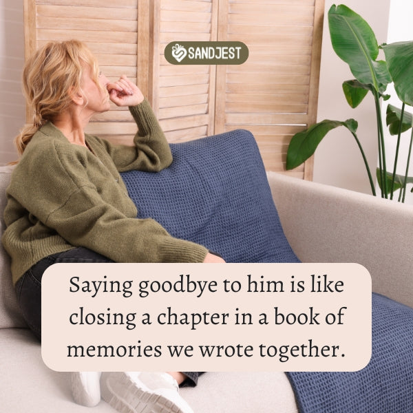 Woman looking away, contemplating goodbye quotes.