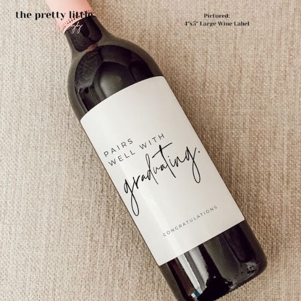 Raise a toast to their success with a Graduation Wine Label - a personalized graduation gift for friends.