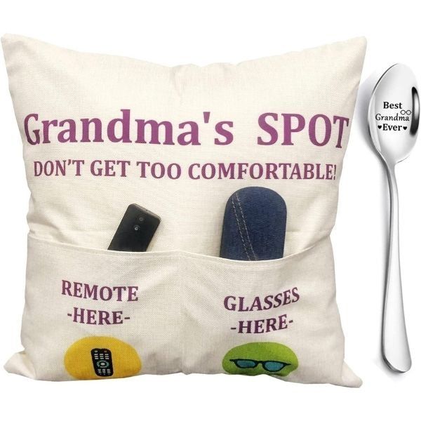 Cozy 'Grandma's Spot' pillow, a special place marked just for her, as gifts for grandma.