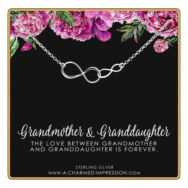 Grandmother-Granddaughter Infinity Necklace symbolizing eternal love as gifts for grandma.