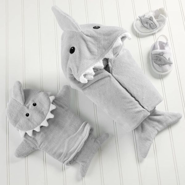 Gray Shark Bath Set making splash time fun with baby boy gifts.