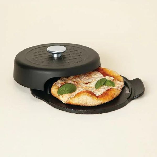 Grilled Personal Pizza Maker ready to serve, a delightful 3 year anniversary gift for the home pizzaiolo.