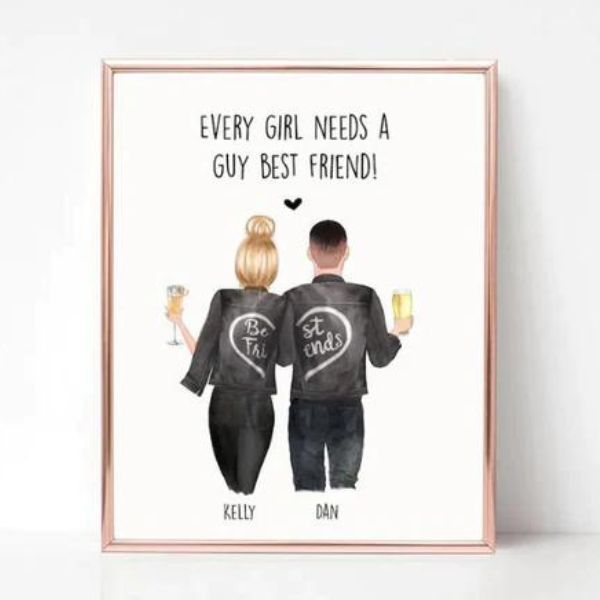 Guy Best Friend Print artistic representation of male friendship ideal for gifting