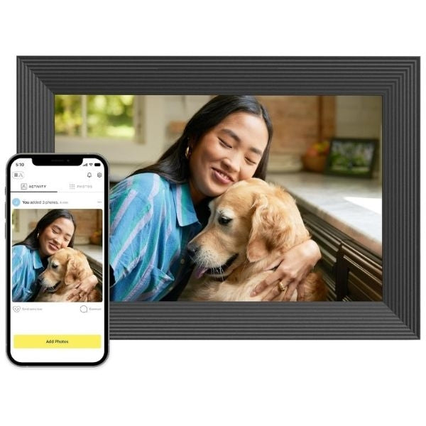High-definition smart digital picture frame for sharing family moments, great for grandmas.