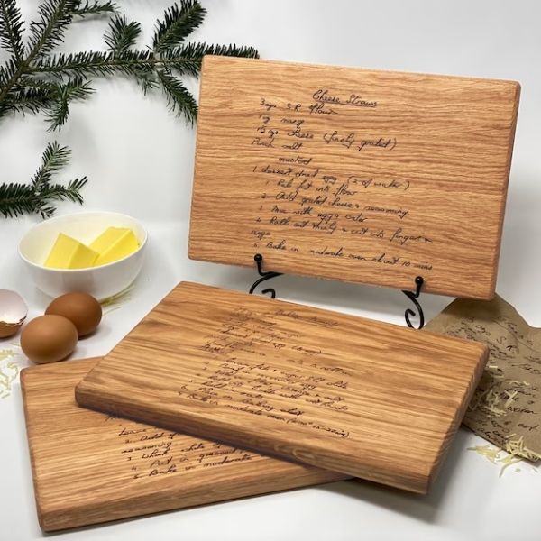 Handwritten Recipe Cutting Board is a cherished family heirloom for treasured recipes.