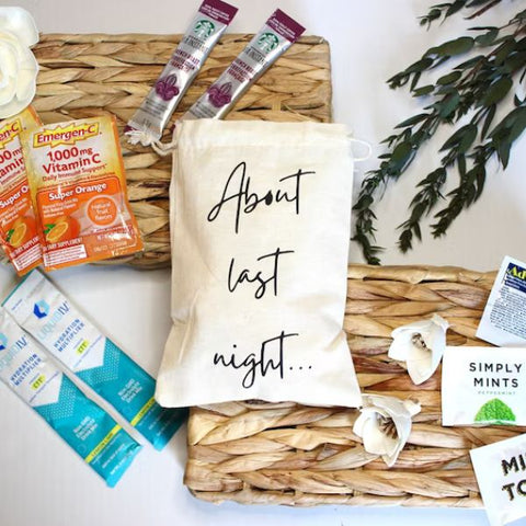 Essential hangover kits, a considerate post-party favor