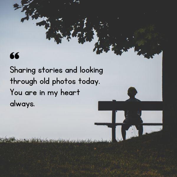 Silhouette of a person on a bench, with a quote about sharing memories.