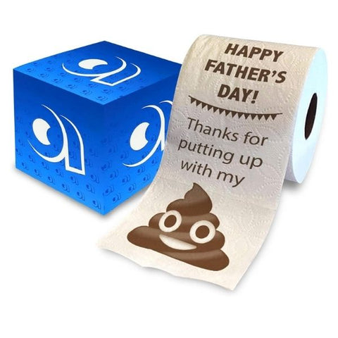 Bring humor to Father's Day with the 'Happy Fathers Day Thanks for Putting Up With My Poop' Printed Toilet Paper Roll, a lighthearted and unique gift.