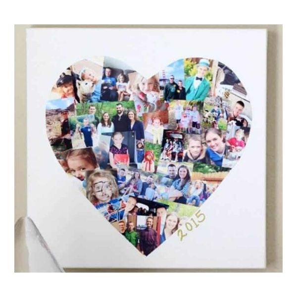Capture your love story on a Heart Photo Collage Canvas, a visual journey of your relationship.
