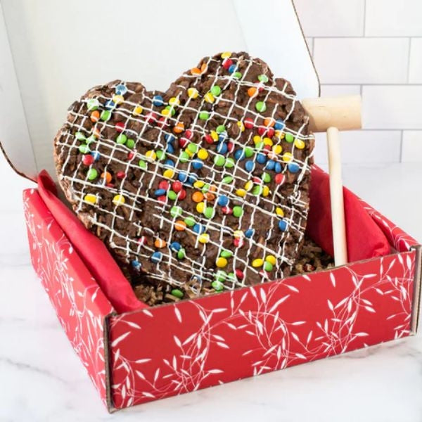 Sugar Plum Heart Shaped Chocolate Pizza with Mallet is a sweet Valentine's surprise for your daughter.