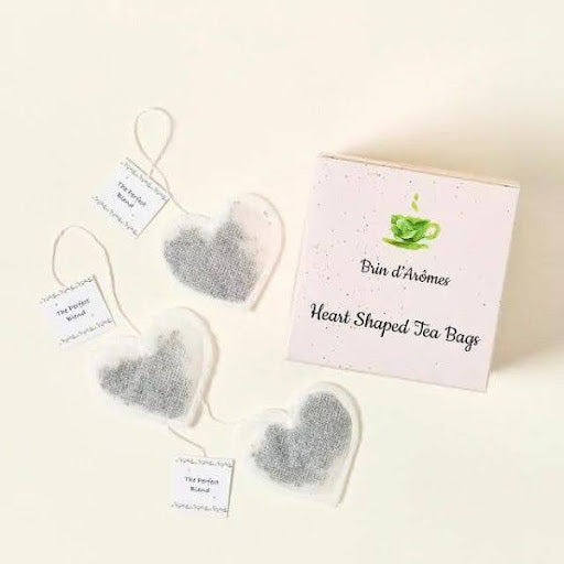 A unique and thoughtful Heart-Shaped Tea Bags set, a Mother's Day gift that promotes relaxation and enjoyment.