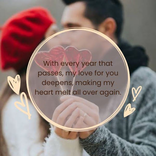 Loving couple holding hands with a heartfelt quote on their 9th anniversary.