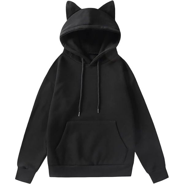 The Hooded Drawstring Sweatshirt With Cat Ears is a fun and cozy choice for cat moms on chilly days.