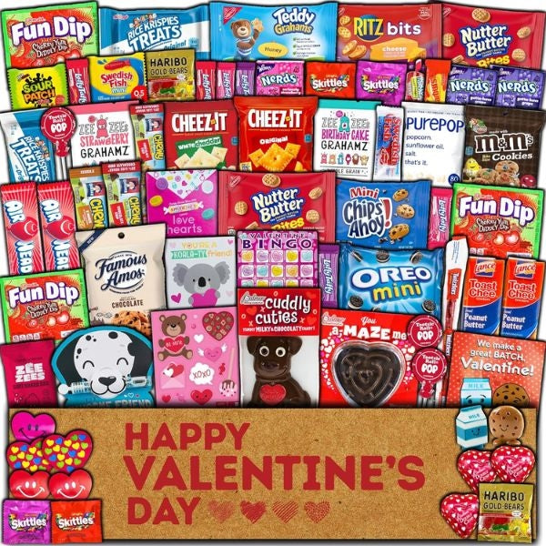 Hugbox Valentine's Day Care Package filled with an assortment of Food and Treats for a special surprise.