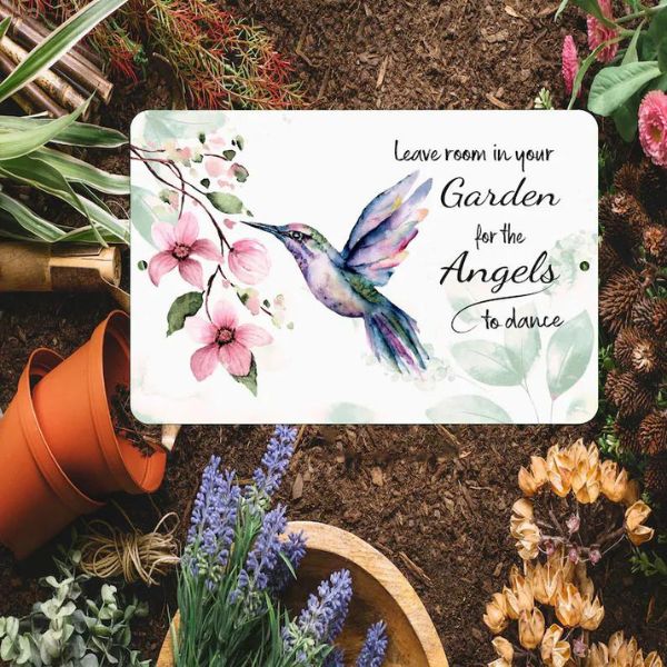 Hummingbird Garden Sign adds a touch of elegance to your outdoor sanctuary.