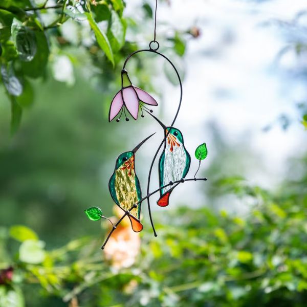 Hummingbird Stained Glass Ornament brings a burst of color to your holiday decor.