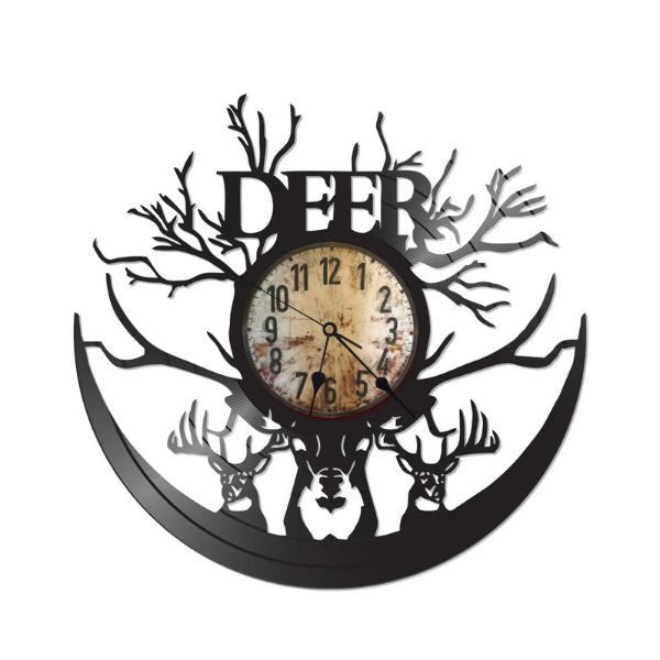 Hunting Themed Vinyl Record Clock, unique wall decor capturing the essence of the hunt.