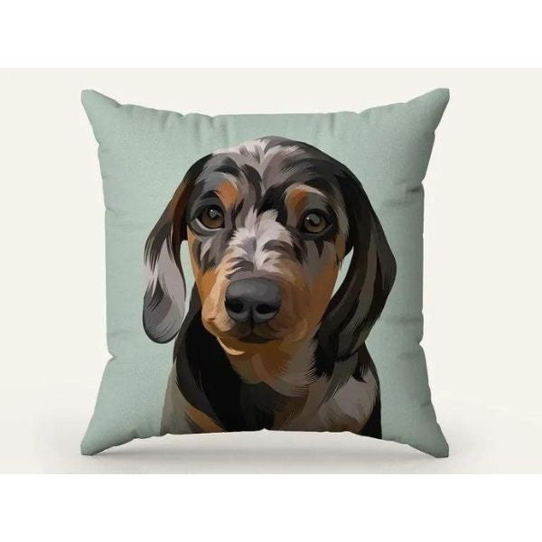 Illustrated Pet Pillow, a perfect gift for boyfriends' parents, featuring a custom pet illustration.