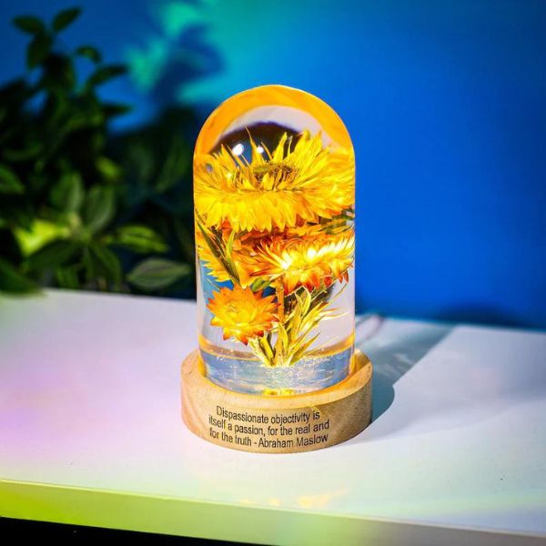 Immortal Sunflower Epoxy Resin Lamp, a luminous and lasting 3 year anniversary gift.