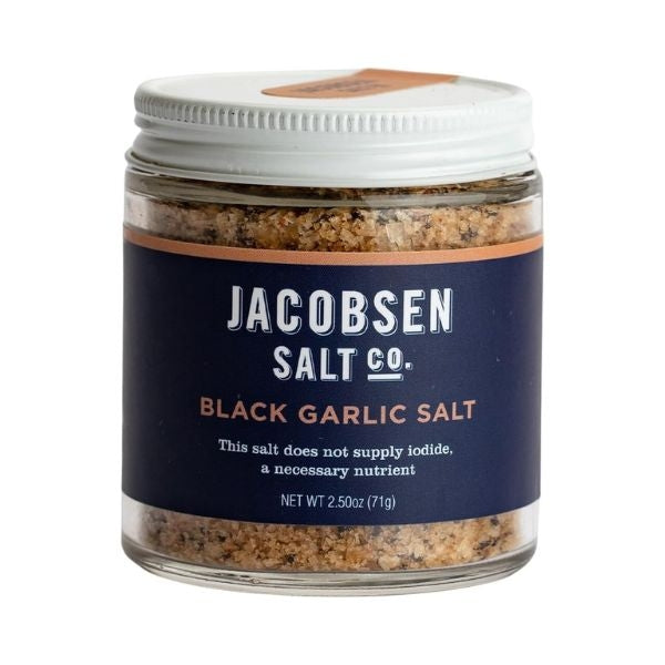 A close-up of Infused Black Garlic Salt, a flavorful and unique birthday gift for dad's culinary adventures
