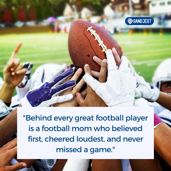 A motivational football quote on a crumpled blue paper texture, perfect for inspirational football mom quotes.