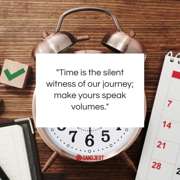 Alarm clock with an inspirational quote about the journey of life for a time quotes article.