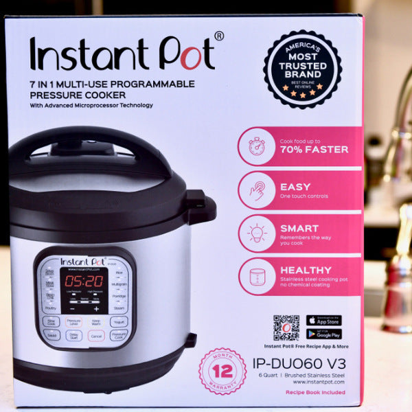 Versatile Instant Pot in stainless steel, a time-saving kitchen gift for single moms.
