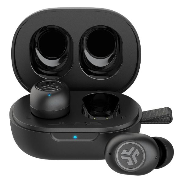 JLab JBuds Mini True Wireless Bluetooth Earbuds offer compact sound for on-the-go couples.