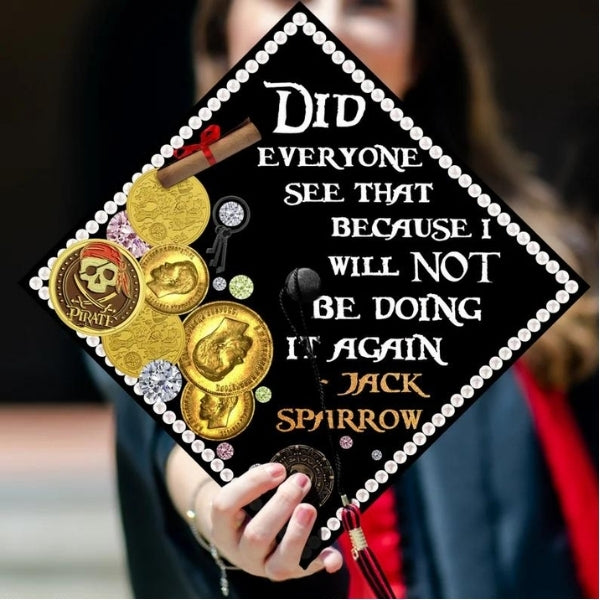 Jack Sparrow Printed Graduation Cap adds a touch of pirate flair to your ceremony.