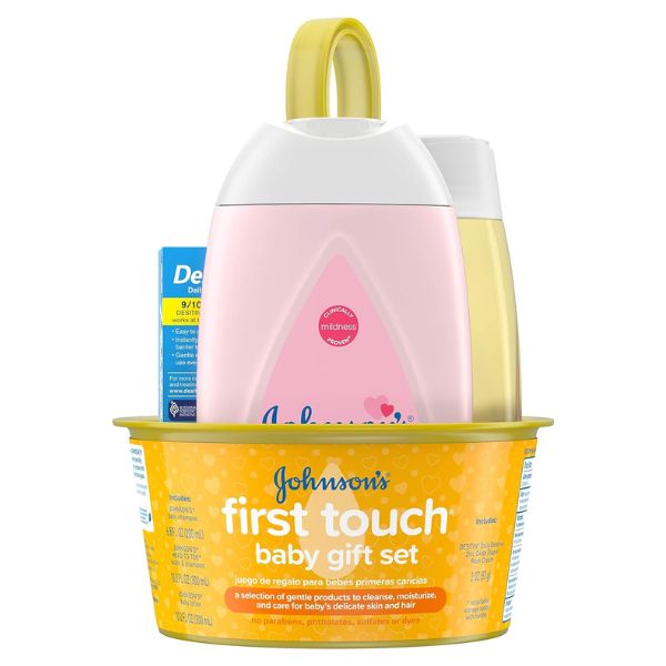 Welcome your newborn with the Johnson's First Touch Baby Gift Set, a gentle and loving introduction to baby care.