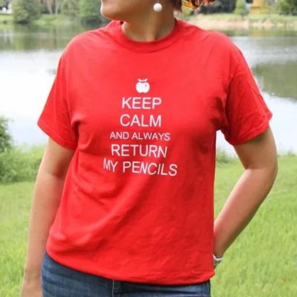 Show appreciation with a stylish "Keep Calm" Teacher Shirt for a thoughtful and wearable gift.
