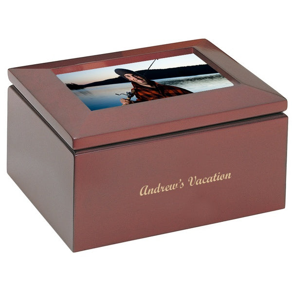 Keepsake boxes with photo accents, perfect for storing mom's treasures