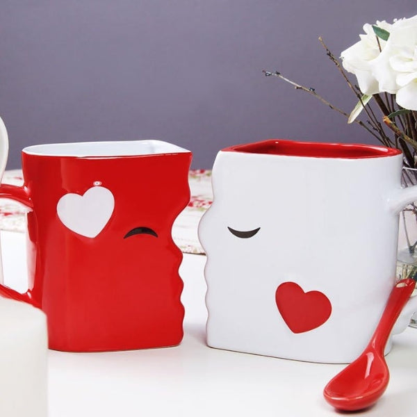 Kissing Mugs Set, a cute and romantic engagement gift.