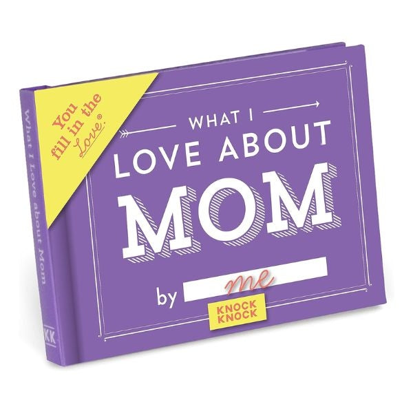 'Knock Knock What I Love about Mom Fill in the Love Book', a personalized valentines gift for mom.