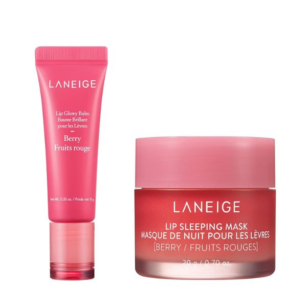 LANEIGE Lip Sleeping Mask Berry + Lip Glowy Balm Berry is a lip care duo for mother of the bride gifts.