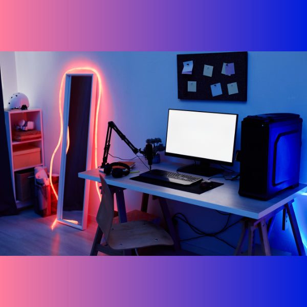 Illuminate your gaming battlefield with a mesmerizing LED desk setup!