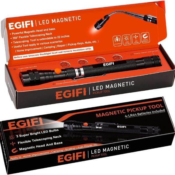LED Magnetic Pickup Tools, helpful for retrieving metallic items while on the hunt.