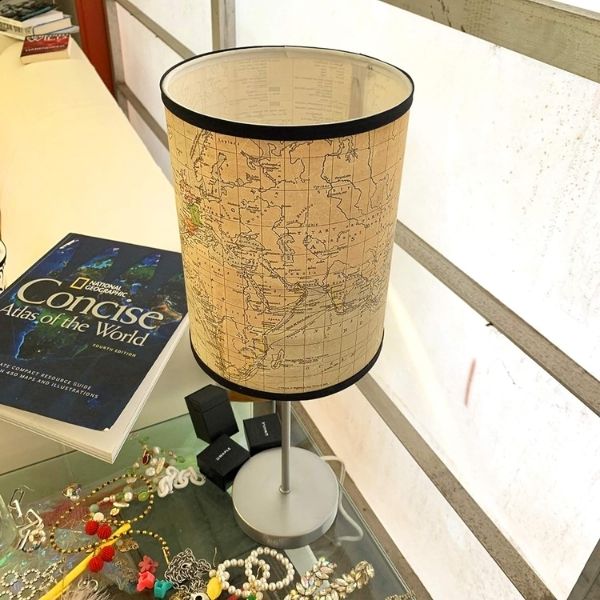 Illuminate spaces with Lamp-In-A-Box Table Lamps Old World Map Vintage Travel Lampshade Lighting, a stylish choice for teacher valentine gifts.