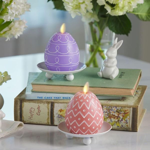 Lavender Easter Egg LED Candle is a soothing and decorative Easter gift for men's homes.