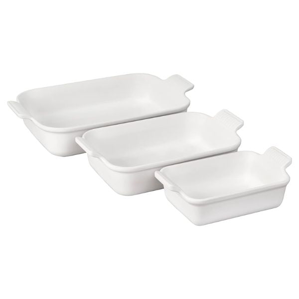 Le Creuset Stoneware Heritage Set 3 Rectangular Dishes is a culinary delight for Mother's Day.