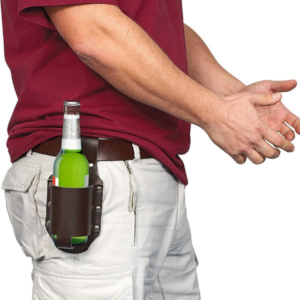 Stylish Leather Beer Holster, a unique and practical father's day gift for beer-loving brothers.
