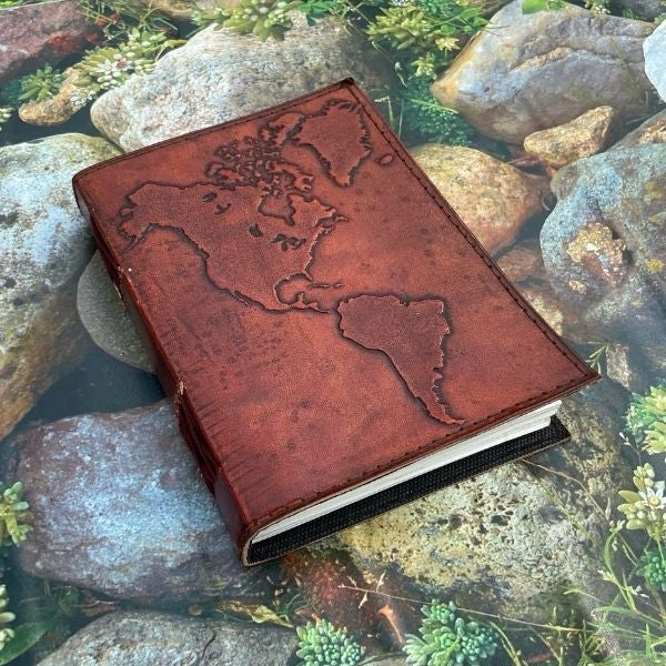Leather Map Journal for Him – Explore Romantic Adventures with a Unique Valentine's Day Gift.