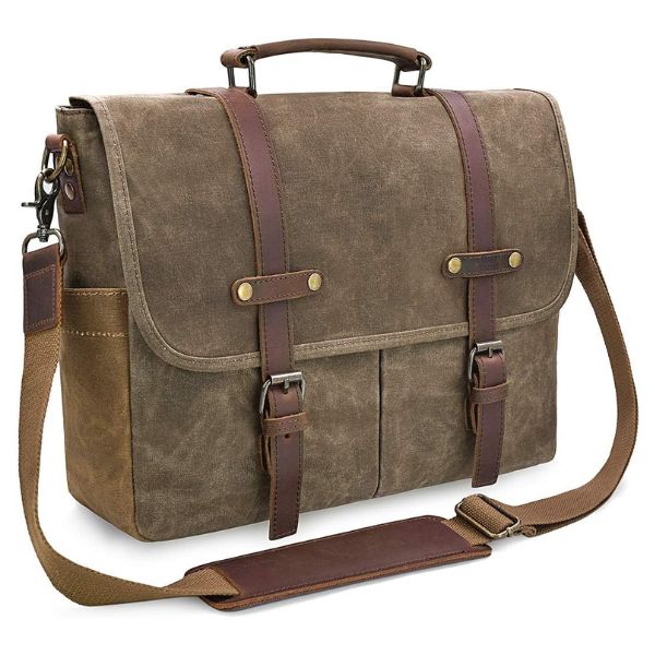 Stylish Leather Waxed Messenger Bag 15.6 Inch as a functional and fashionable gift for male teachers.