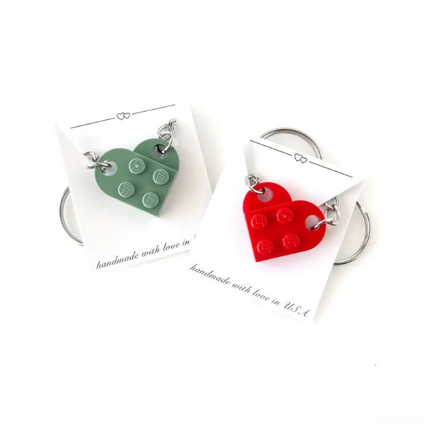 Lego Heart Keychain, a cute and creative anniversary gift for boyfriends.